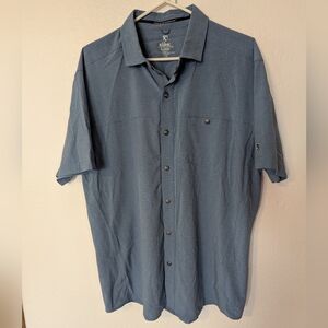 Kuhl Shirt Mens XL Blue Button Up Optimizr Stretch Performance Hiking Outdoor
